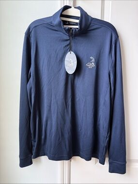 Pinehurst Navy Long-Sleeve Quarter-Zip Performance Polo - Men